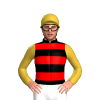 Black, Red Hoops, Gold Sleeves And Cap