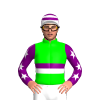 Lime, Purple And White Band, Purple Sleeves, White Stars, White And Purple Hooped Cap