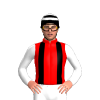 Red, Black Braces, White Sleeves, Black Armbands, Black And White Hooped Cap