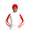 White, Red Diamond, Red And White Striped Sleeves, Red Cap