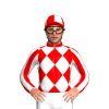 Red, White Diamonds, Striped Sleeves, Quartered Cap