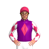Purple, Four Cerise Diamonds, White Diamonds On Sleeves, Cerise Cap