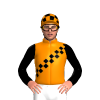Tangerine, Black Checked Sash, Black Sleeves, Tangerine And Black Checked Cap