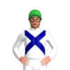 MAGENTA, BLACK BAND, WHITE ARMBAND, Green cap