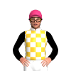 WHITE, SUNGLOW  CHECK, BLACK SLEEVES, Pink cap