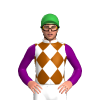 WHITE, BROWN DIAMOND CHECKS, PURPLE SLEEVES, White cap