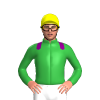 GREEN, PURPLE EPAULETTES, Yellow cap