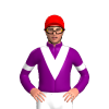 PURPLE, WHITE VEE, ARMBANDS, Royal Blue cap