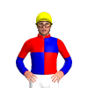 RED, MEDIUM BLUE QUARTERS, SLEEVES, RED HALVES, Pink cap