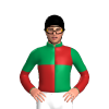 EMERALD GREEN, FIREBRICK QUARTERS, FIREBRICK SLEEVES, EMERALD GREEN HALVED, White and Light Blue quartered cap
