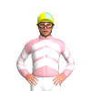 LIGHT PINK, WHITE CHEVRONS ,CHEVRONS SLEEVES, Yellow cap
