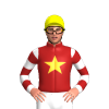 FIREBRICK,SUNGLOW STAR,WHITE SLEEVES,FIREBRICK HOOPS, Green cap