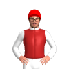 RED,WHITE COLLAR, SLEEVES, Yellow cap