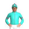 TURQUOISE , GRAY SEAMS, ARMBANDS, STRIPES CAP,BLACK POM POM
