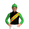 BLACK , ORANGE AND GREEN SASH, GREEN SLEEVES , CAP, BLACK POM POM