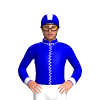 MEDIUM BLUE , WHITE SEAMS, WHITE CUFFS, STRIPE CAP