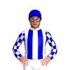 WHITE, MEDIUM BLUE STRIPES, CHECKS SLEEVES, MEDIUM BLUE CAP