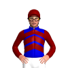 MEDIUM BLUE, MAROON CHEVRONS, SLEEVES, CAP
