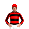 BLACK,RED HOOPS,STRIPES SLEEVES,CAP