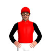RED, BLACK CIRCLES, BLACK SLEEVES, 
