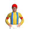 GOLD, BLUE BRACES, RED ARMBANDS , CAP
