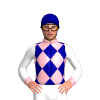 DARK BLUE, LIGHT PINK DIAMONDS, COLLAR & CUFFS, WHITE SLEEVES, DARK BLUE CAP