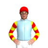 LIGHT BLUE, YELLOW SLEEVES, RED HOOPS SLEEVES, RED CAP