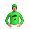LIME GREEN,BLACK COCONUT TREES, SEAMS SLEEVES, SEAMS CAP