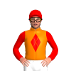 ORANGE, RED FOUR DIAMONDS, SLEEVES, CAP