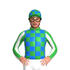 GREEN, BLUE CHECKS, WHITE SLEEVES, GREEN STRIPES, GREEN CAP, BLUE CHECKS