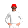 WHITE, RED FIVE HEARTS, WHITE SLEEVES,RED CAP