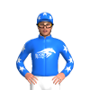 BLUE,WHITE BOOMRACING,WHITE STARS SLEEVES, BLUE CAP, WHITE STARS