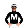 BLACK, WHITE M, BLACK SLEEVES,WHITE DIAMOND ARMBANDS, BLACK CAP WITH WHITE DIAMONDS