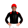 BLACK, RED EPAULETTES, BLACK SLEEVES WITH RED SEAMS, RED CAP