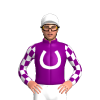 PURPLE,WHITE HORSESHOE,CHECKS SLEEVES,CAP
