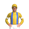 GOLD, ROYAL BLUE BRACES, WHITE ARM BAND & GOLD CAP