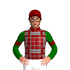 MAROON,GREY TARTAN, DARK GREEN SLEEVES, MAROON ARMBANDS