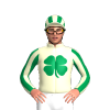 CREAM, EMERALD GREEN FOUR LEAF CLOVER, STRIPES SLEEVES, STRIPES CAP