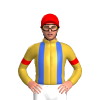 GOLD, ROYAL BLUE BRACES, RED ARM BAND & CAP