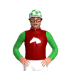 Maroon, White Horse Head, Green Sleeves, Checked Cap