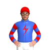 Royal Blue, Red Lightning Bolt And Hooped Sleeves, Red Cap, Royal Blue Lightning Bolt