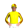 Yellow, Brown Diamond, Striped Sleeves, Quartered Cap