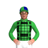 Tartan, Green Sleeves, Green And Dark Blue Quartered Cap