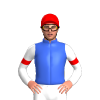 Royal Blue, White Sleeves, Red Armbands And Cap