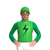 Bottle Green, Black Lightning Bolt, Emerald Green Sleeves, Bottle Green Cap, Black Lightning Bolt