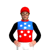 Red And Blue Halves, White Spots, Black Sleeves, Red Cap