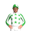 White, Green Stars, Striped Sleeves, White And Green Star Cap