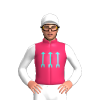 Cerise, Turquoise Crossed Arrows, White Sleeves And Cap