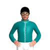 Teal, White Seams, Black Cap
