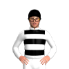 White, Black Hoops And Cap